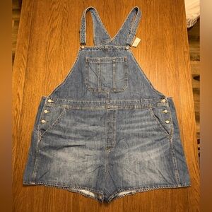 NWT Old Navy Blue Denim Baggy Overall Shorts